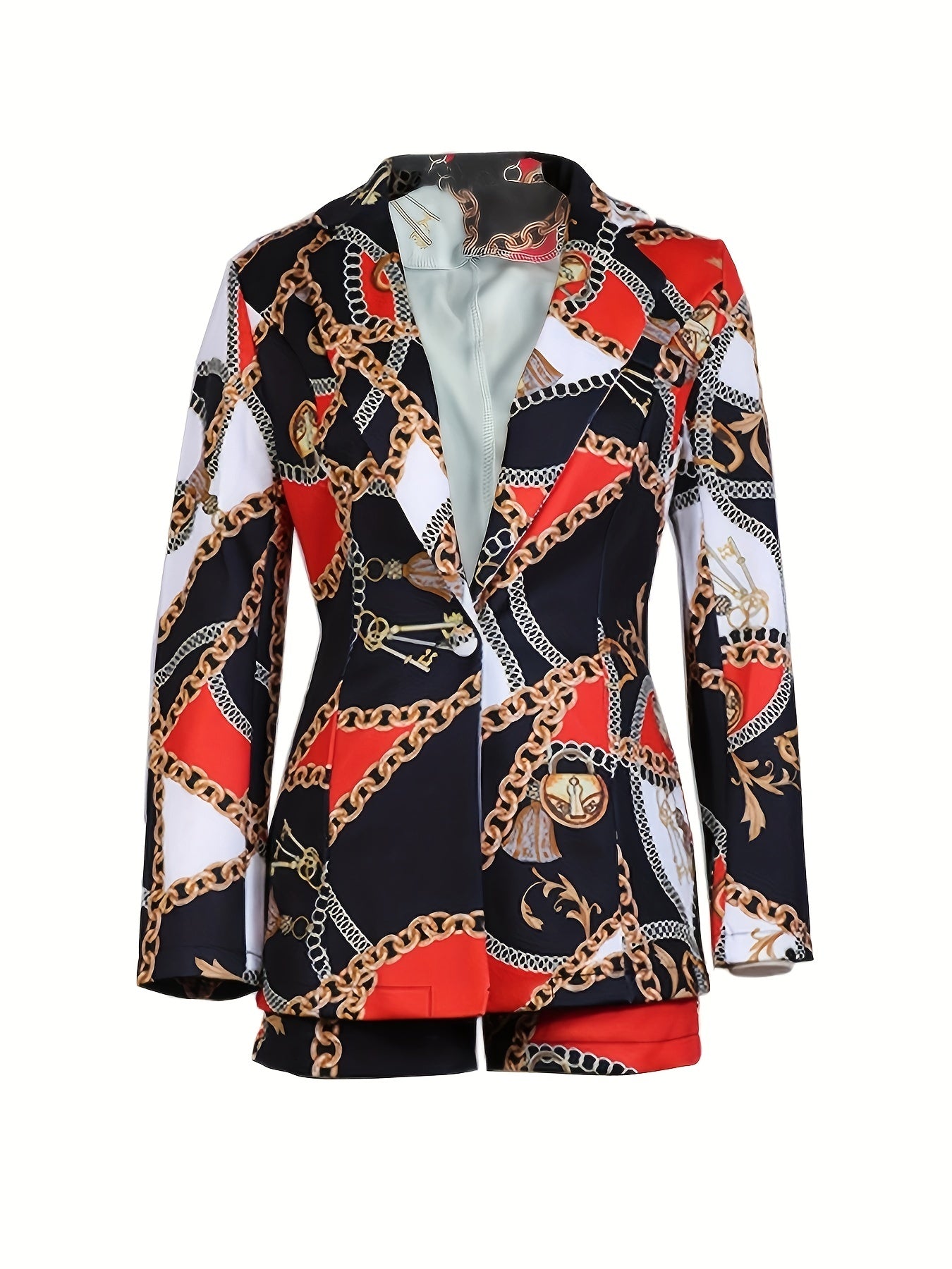 Women's Set Fashion Makeup Fitted Crop Pants 2pcs Blazer Set - Stylish & Chic - Polyester & Spandex Blend - Perfect for Parties & Night Out - Ideal Gift for Fashionable Women