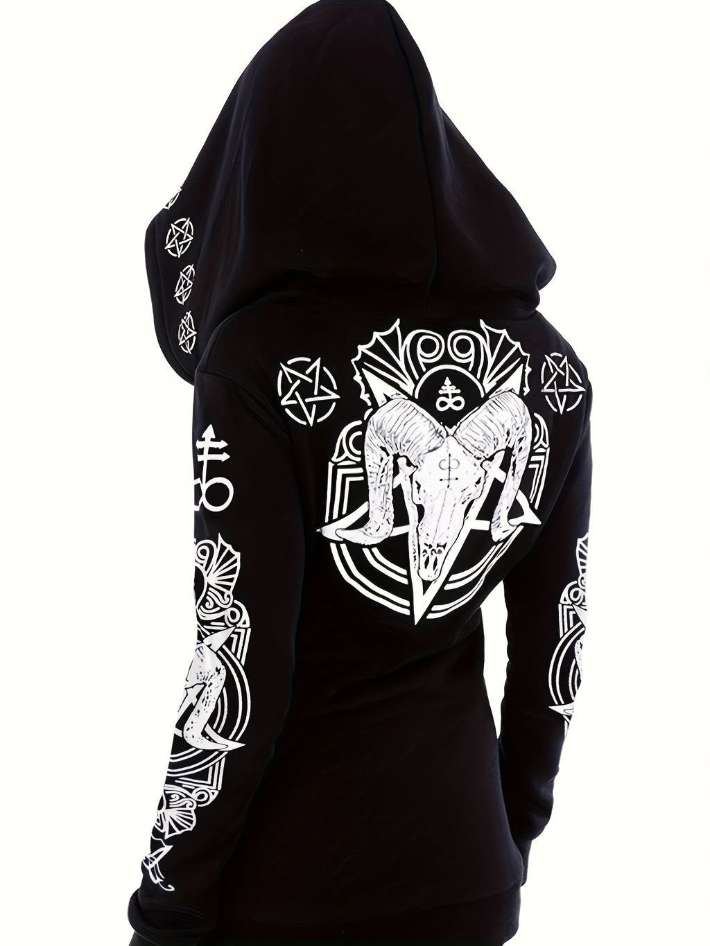 Women's Fashion Punk Style Geometric Print Zipper Sweatshirt